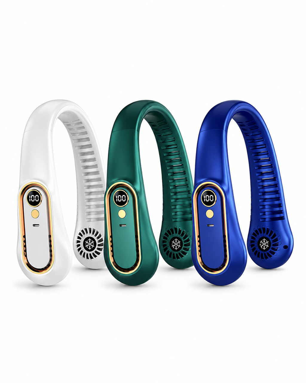 Ventilateur de Cou Rechargeable – 5 Vitesses & Écran LED