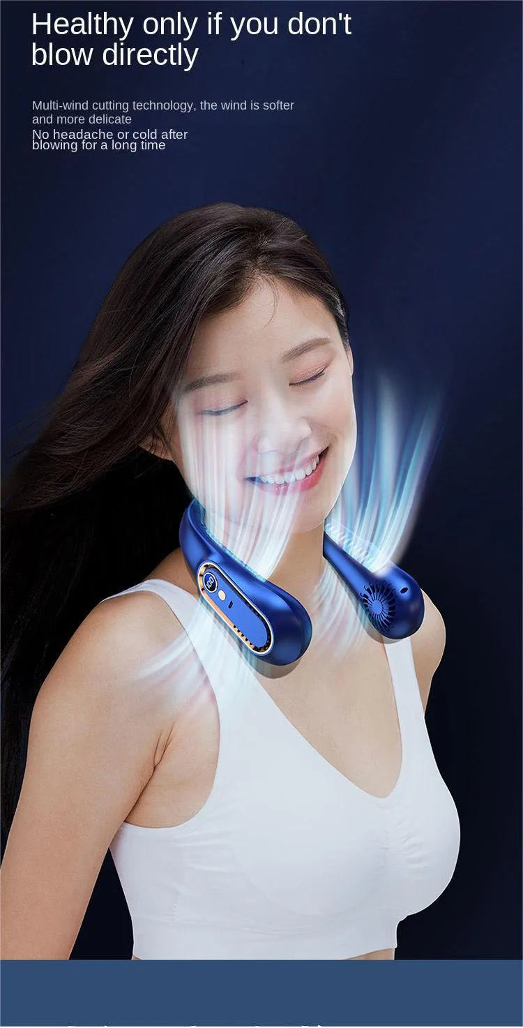 Ventilateur de Cou Rechargeable – 5 Vitesses & Écran LED