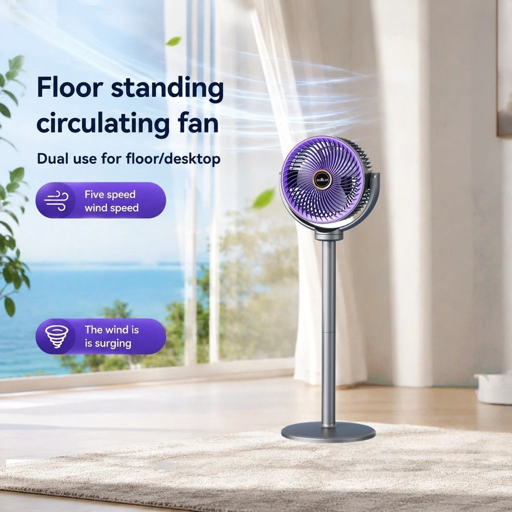 Ventilateur sur Pied 3-en-1 – 5 Vitesses & Recharge USB-C