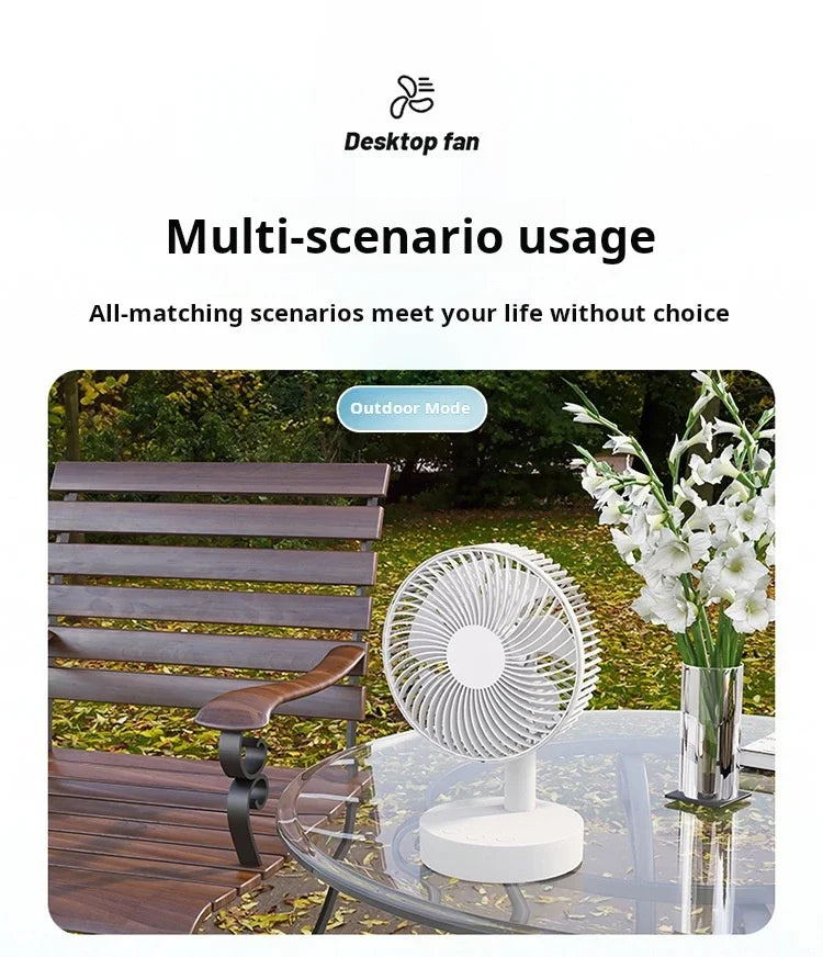 Ventilateur de Bureau Rechargeable – 4 Vitesses & Minuterie