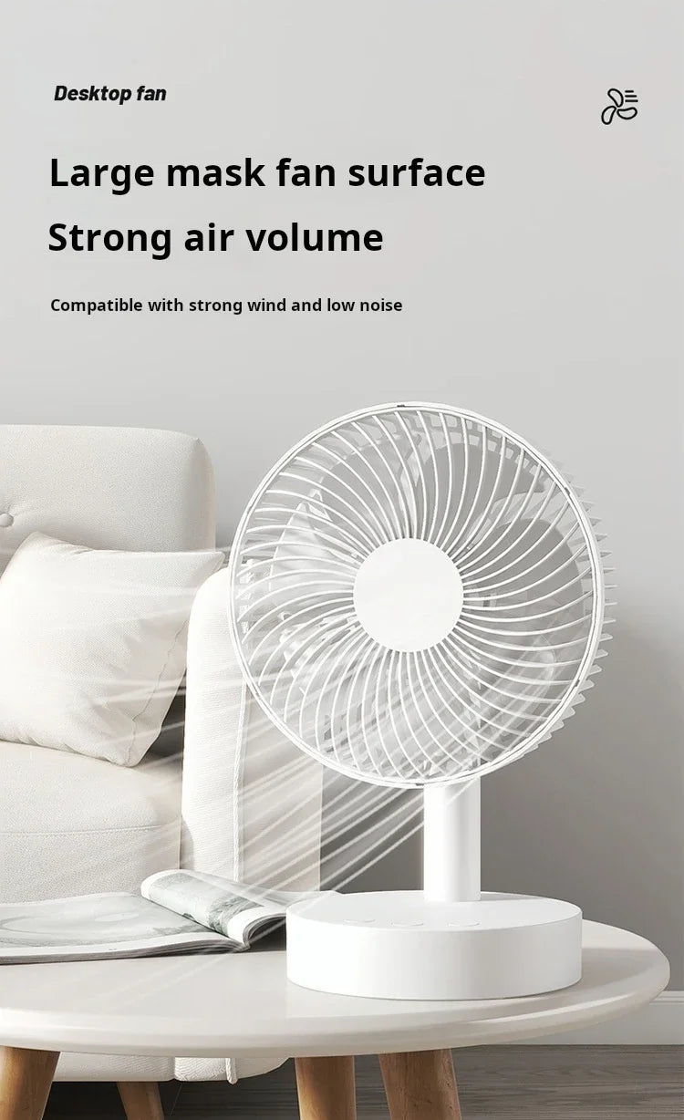 Ventilateur de Bureau Rechargeable – 4 Vitesses & Minuterie