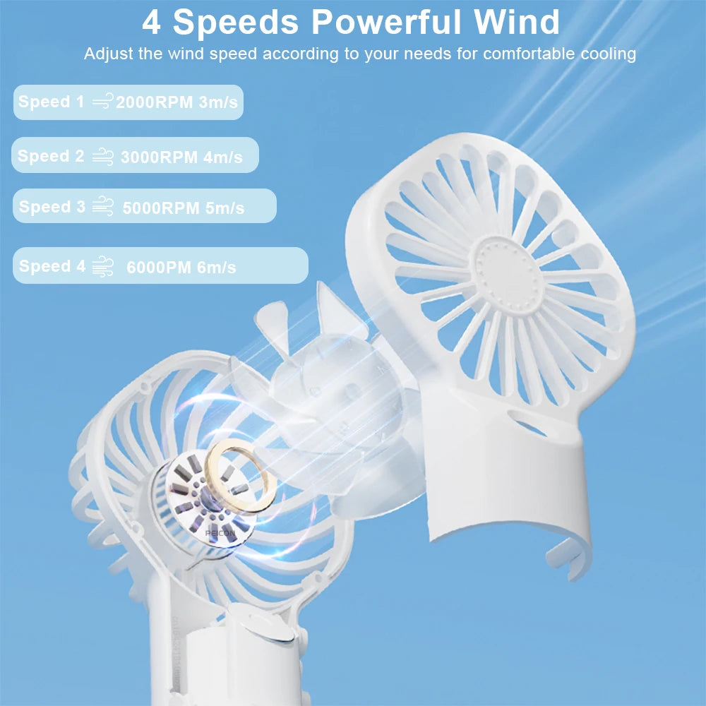 Mini Ventilateur Brumisateur Rechargeable – 4 Vitesses & USB