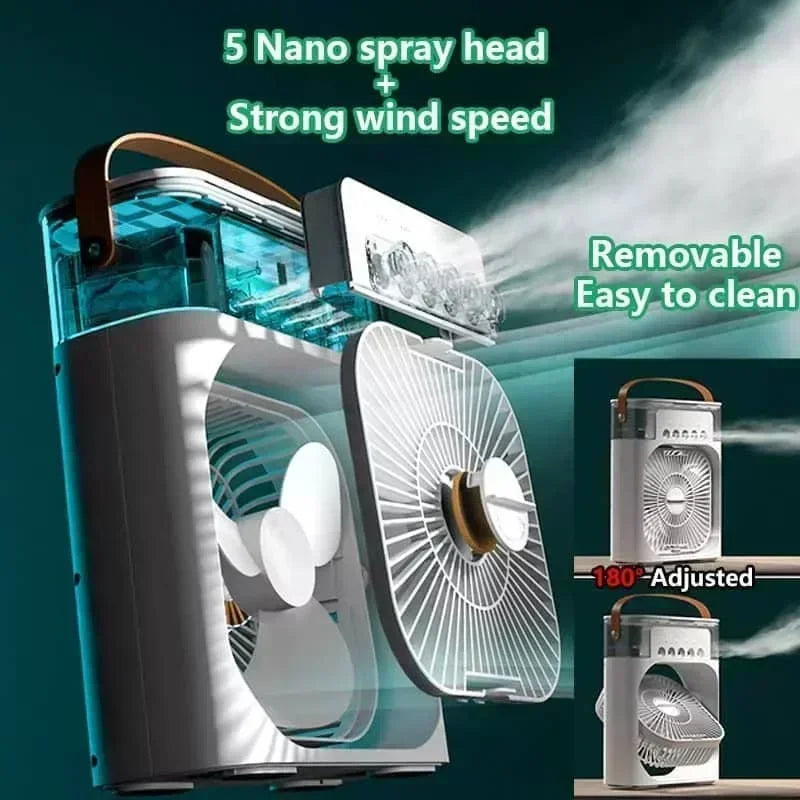 Mini Climatiseur 3-en-1 – Rafraîchisseur d’Air & Humidificateur