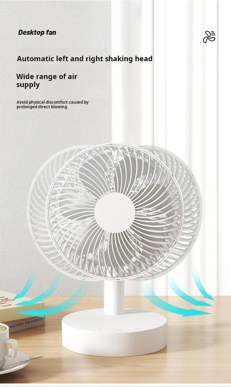 Ventilateur de Bureau Rechargeable – 4 Vitesses & Minuterie
