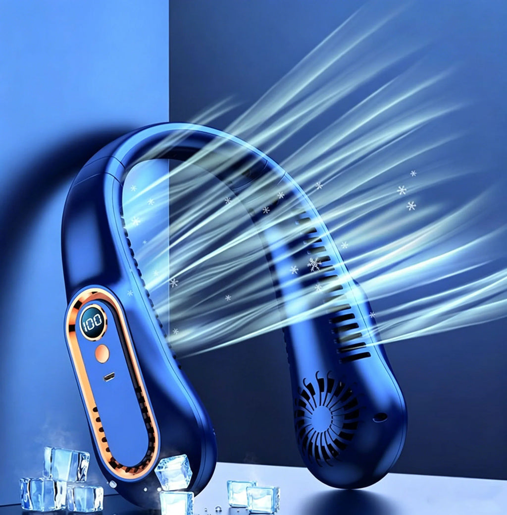 Ventilateur de Cou Rechargeable – 5 Vitesses & Écran LED