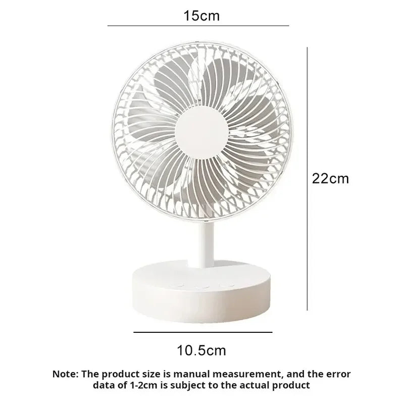 Ventilateur de Bureau Rechargeable – 4 Vitesses & Minuterie