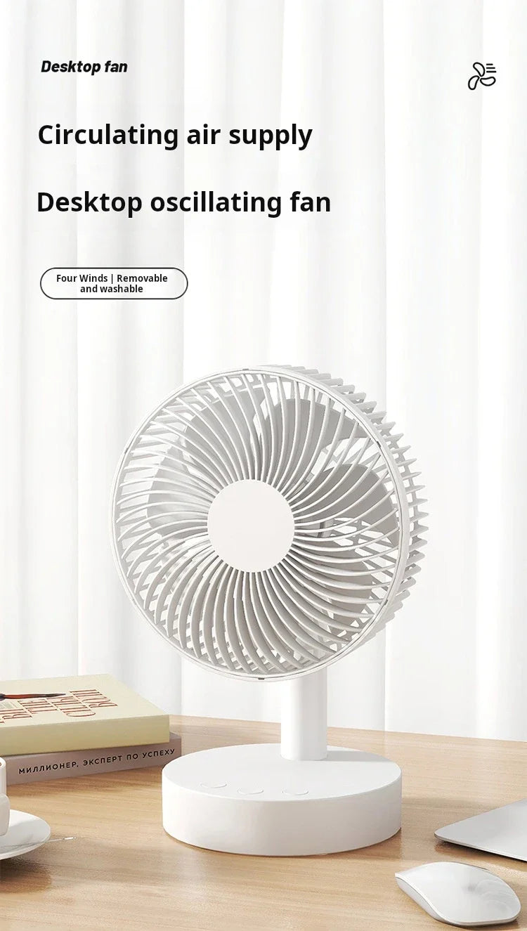 Ventilateur de Bureau Rechargeable – 4 Vitesses & Minuterie