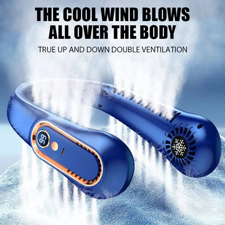 Ventilateur de Cou Rechargeable – 5 Vitesses & Écran LED