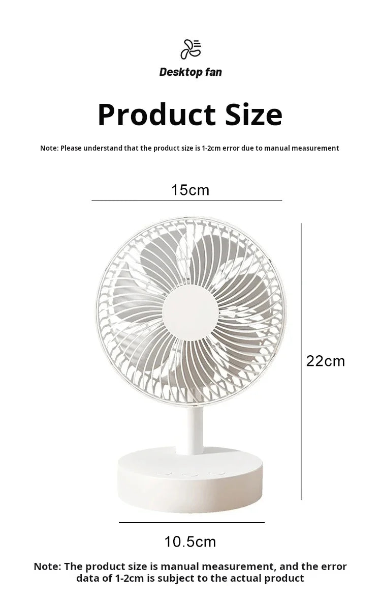 Ventilateur de Bureau Rechargeable – 4 Vitesses & Minuterie