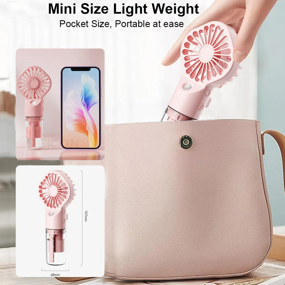 Mini Ventilateur Brumisateur Rechargeable – 4 Vitesses & USB