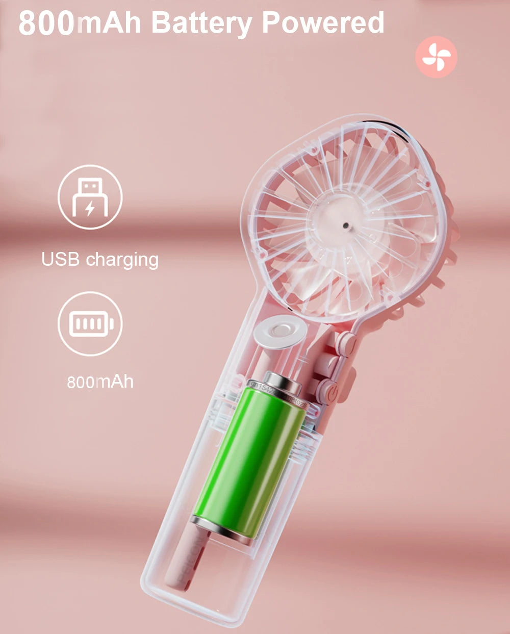 Mini Ventilateur Brumisateur Rechargeable – 4 Vitesses & USB